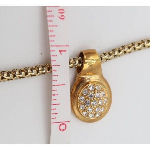 Vintage ROMAN Gold Tone Pave Rhinestone Pendant Necklace 17.5" Snake Chain - Picture 7 of 7